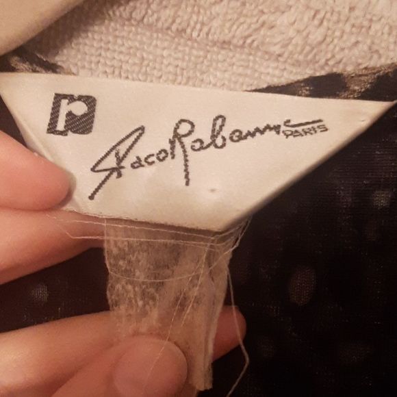 Vintage Paco Rabanne Animal Print button up cap sleeve Dress L / Adjustable size - Picture 6 of 7